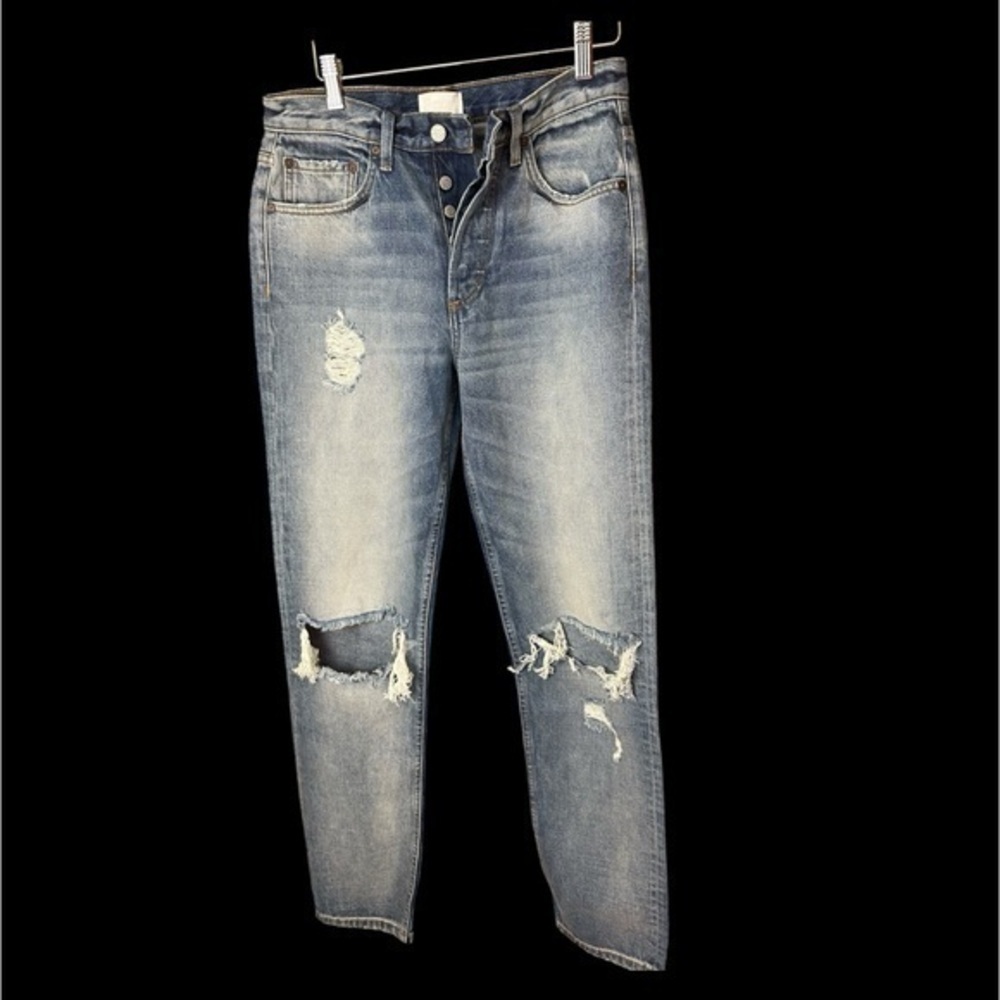 Boyish High Rise Straight Jeans Button Fly Distressed Ripped Size 27 4 NWOT